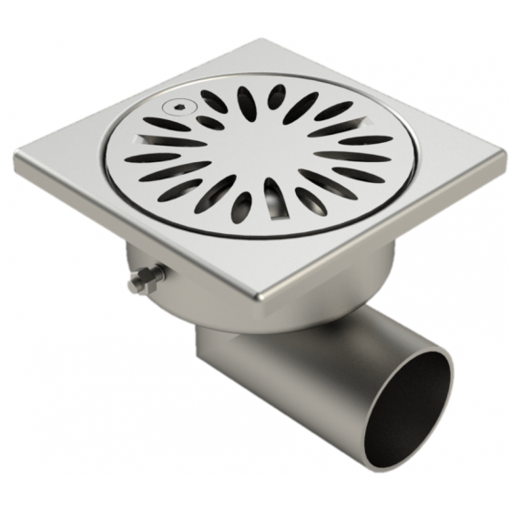 Siphon de sol latéral en inox Limatec 100 x 100 Ø 40 mm - 1040L