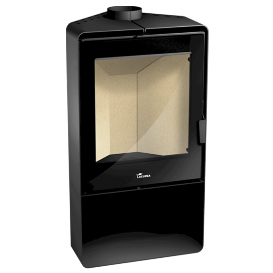 Poêle à bois acier Lacunza d'angle Atlantic 613 R avec range bûches 7 Kw