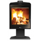 Poêle à bois acier Lacunza d'angle Atlantic 611 R sur pied 7 Kw