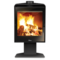 Poêle à bois acier Lacunza d'angle Atlantic 611 R sur pied 7 Kw