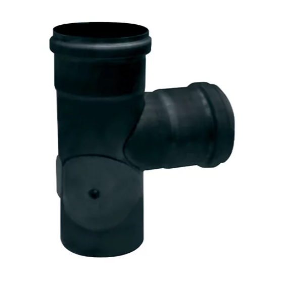 Té noir mat 90° Ø 80 mm Tubest avec 2 trappes de visite Femelle-Femelle