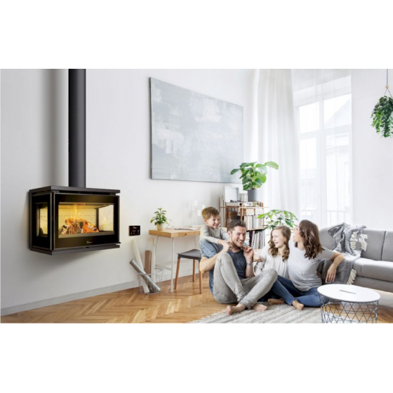 Poêle à bois 3 faces acier Lacunza Paris 800 Clid 7Kw mural