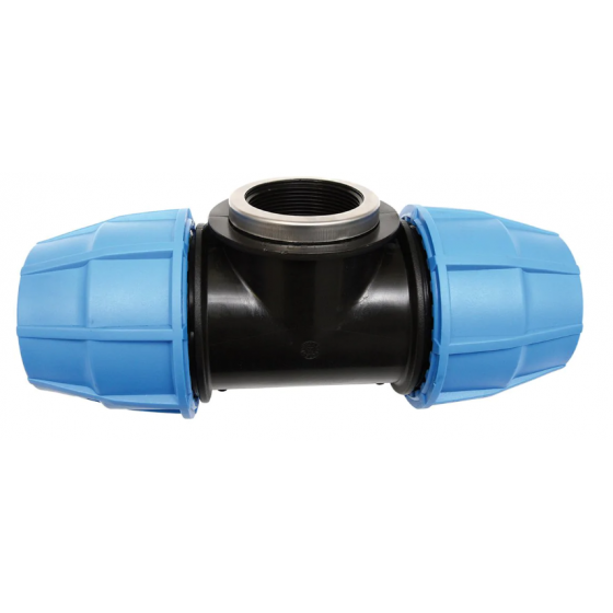 Té PE à compression taraude femelle