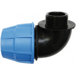 Coude 90° PE à compression taraudé mâle