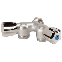 Robinet de machine à laver laiton double mâle Y mâle avec écrou 1/2" - 1334004