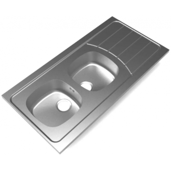 Évier de cuisine Moderna à poser en inox Iseo 2 cuves