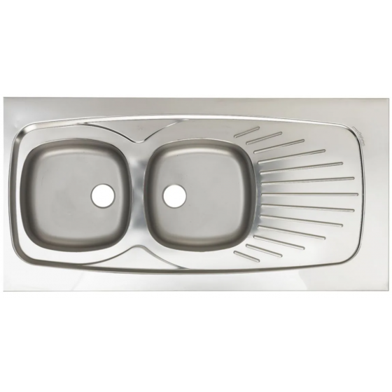 Évier de cuisine Moderna à poser en inox Lavelli 2 cuves 120 x 60 x 3 pétale nu