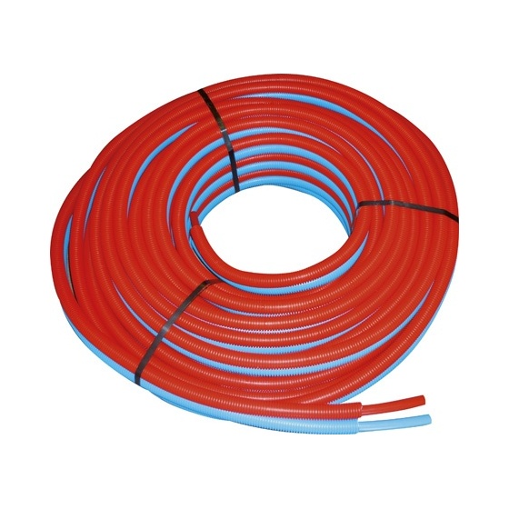 Tube PER Ø 13 X 16 Double Prégainé Bleu/Rouge - Rlx 50 m