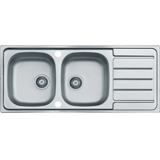 Évier de cuisine Moderna à encastrer inox Line Plus 2 cuves 116 x 50 x 16