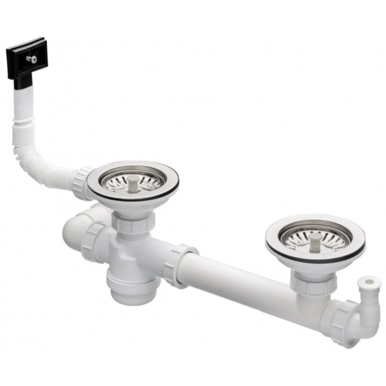 Vidage manuel complet Ø 9 cm évier Iseo 2 cuves avec trop plein - FCRV090P06