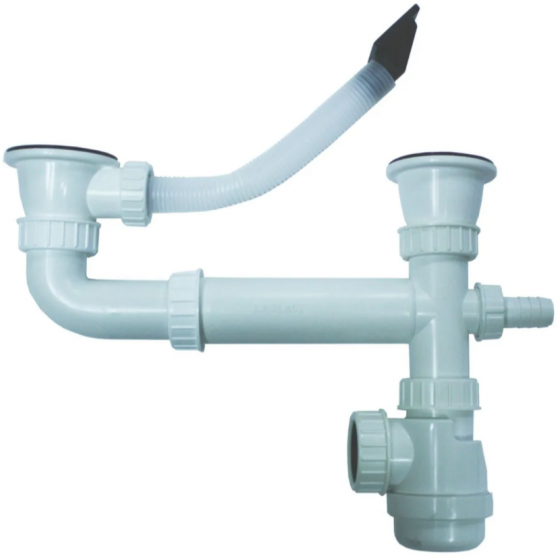 Vidage à chaînette complet Ø 6 cm évier Lavelli 2 cuves avec trop plein - VID02C