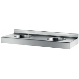 Lavabo collectif suspendu Delabie en inox Duplo RP à 2 vasques avec trou -121390