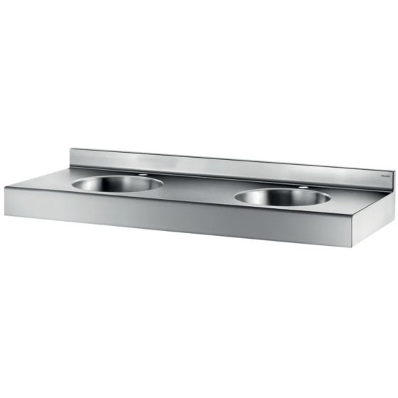 Lavabo collectif suspendu Delabie en inox Duplo RP à 2 vasques avec trou -121390