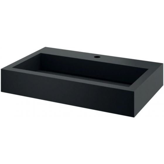 Lavabo collectif suspendu Delabie noir mat Aquetudo à vidage invisible- 121150BK