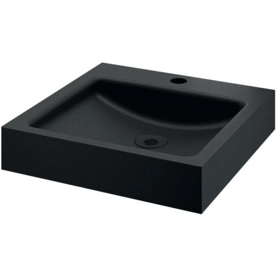Lavabo suspendu Unito Delabie noir mat 395 x 405 avec trou Ø 35 - 121830BK