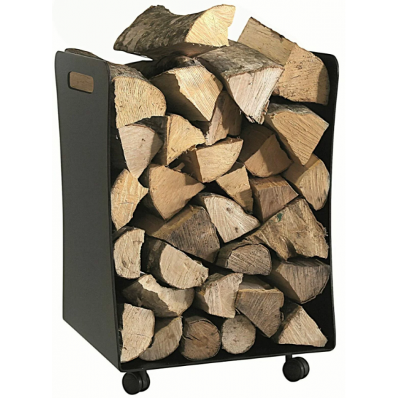 Porte-bûches Pelag Tubest noir sur roulette 39 x 39 x 58 cm - 5650150