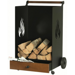 Porte-bûches Juza Tubest noir sur roulette 42 x 59 x 87 cm - 5650500F