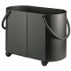 Porte-bûches Alsephina Tubest noir sur roulette 60 x 32 x 42 cm - 5650504