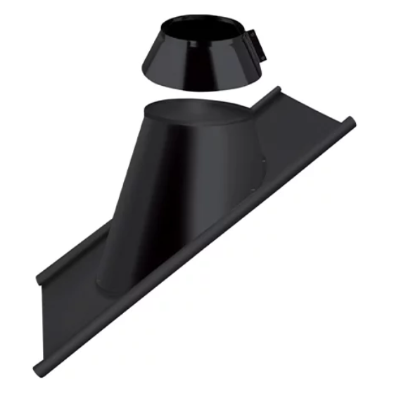 Solin pour tuile et ardoise 30 à 45° noir mat base plomb avec collet