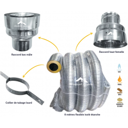 Kit couronne 8 mètres de flexible isolé pour tubage cheminée --- Ø 80 / 139 mm