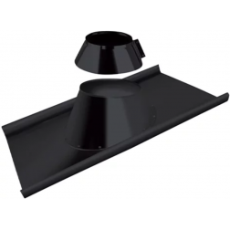 Solin toit pente 5 à 30° noir mat base plomb avec collet