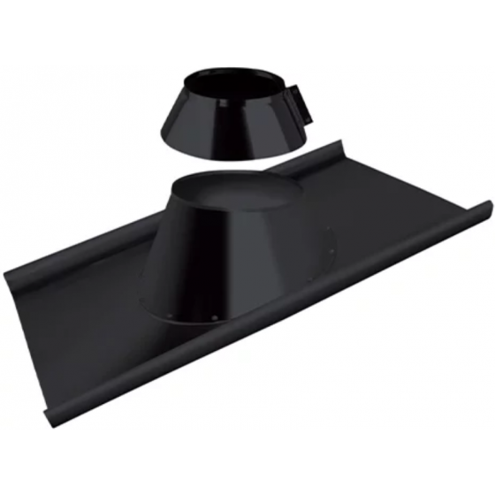 Solin toit pente 5 à 30° noir mat base plomb avec collet