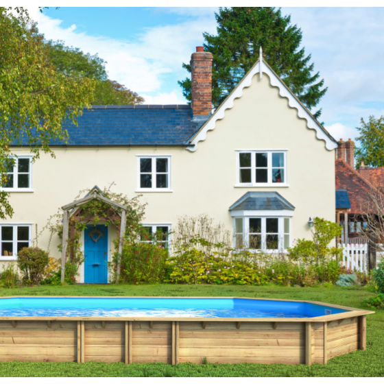 Piscine bois BWT Weva Octo 840 - Ext 843 x 489 cm / Int 789 x 435 cm - 27138210