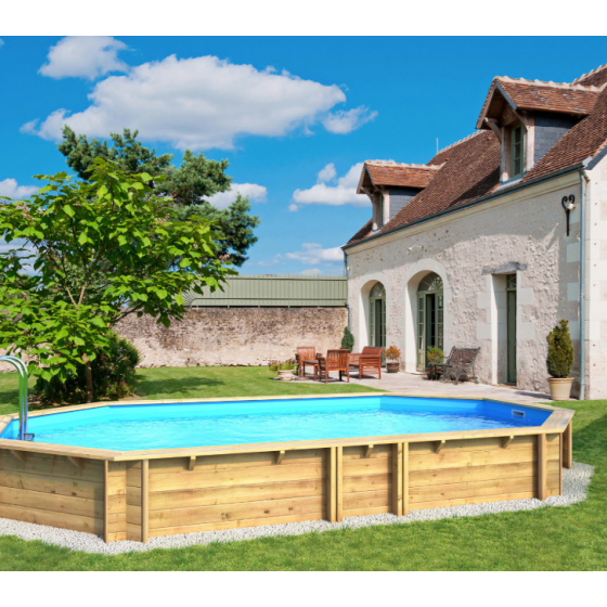 Piscine bois BWT Weva Octo 640 - Ext 644 x 404 cm / Int 590 x 350 cm - 271366210