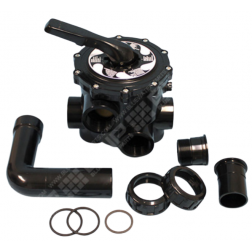 Vanne 6 voies noire complète 2" side pour filtre à cartouche Nanofiber - 14904