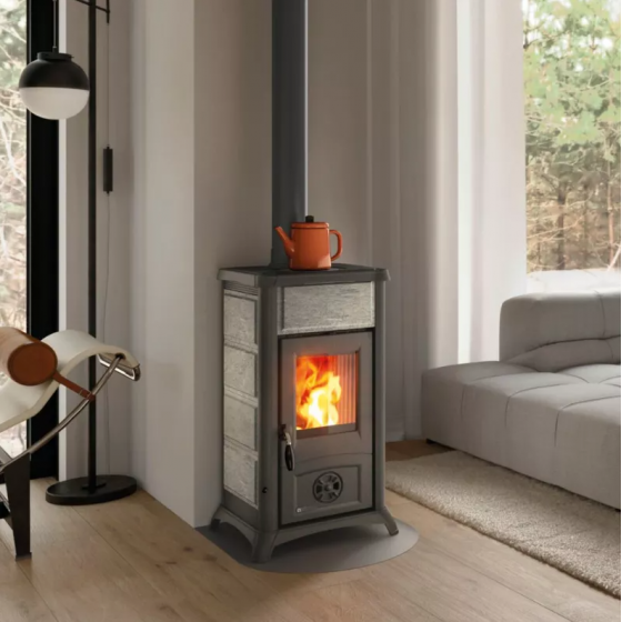 Poêle à bois fonte La Nordica Gemma Lean Petra 6,5 kW en pierre - 3005110