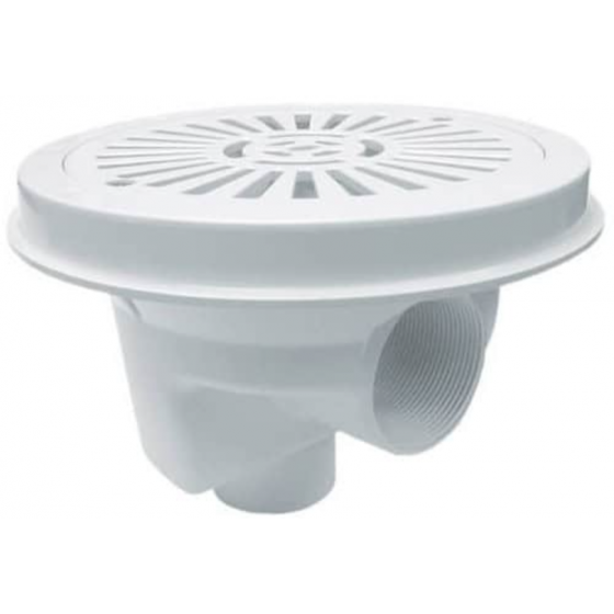 Bonde de fond piscine blanche Astralpool avec grille plate Ø 200