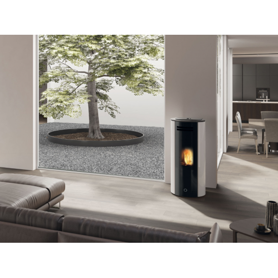 Poêle à granulés Edilkamin étanche EK63 Spy 110 Plus Evo flanc verre