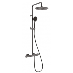 Colonne de douche thermostatique noire Thewa Pact 3 jets Ø 250 mm - PACT250N