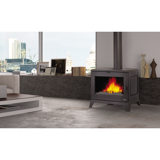 Poêle à bois en fonte Bronpi Preston gris anthracite 14 kW
