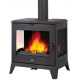 Poêle à bois en fonte Bronpi BURY gris anthracite 14 kW avec 3 vitres