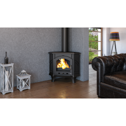 Poêle à bois en fonte d'angle Bronpi ALTEA gris anthracite 12 kW