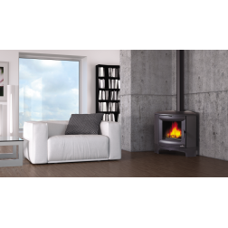 Poêle à bois en fonte d'angle Bronpi BREMEN gris anthracite 16 kW