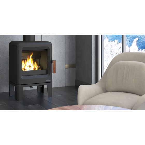 Poêle à bois en fonte étanche Bronpi LIRA gris anthracite 5 kW
