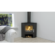Poêle à bois d'angle Bronpi LERMA gris anthracite 9 kW avec range-bûches