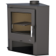 Poêle à bois d'angle Bronpi LERMA gris anthracite 9 kW avec range-bûches