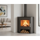 Poêle à bois d'angle Bronpi LERMA gris anthracite 9 kW avec range-bûches