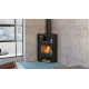 Poêle à bois d'angle Bronpi LERMA-H anthracite 9 kW avec range-bûches et four