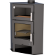 Poêle à bois d'angle Bronpi LERMA-H anthracite 9 kW avec range-bûches et four