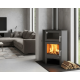 Poêle à bois d'angle Bronpi LERMA-H anthracite 9 kW avec range-bûches et four