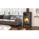 Poêle à bois Bronpi TUDELA anthracite 12 kW avec range-bûches et four