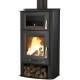 Poêle à bois Bronpi TUDELA anthracite 12 kW avec range-bûches et four