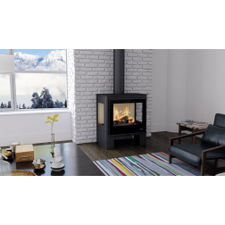 Poêle à bois 3 vitres Bronpi LORETTO avec vitre sérigraphiée 10 kW