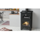 Poêle à bois Bronpi MONZA anthracite 14 kW avec range-bûches et four