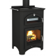 Poêle à bois Bronpi MONZA anthracite 14 kW avec range-bûches et four