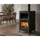 Poêle à bois Bronpi HILTON-C anthracite 14 kW avec four et plaque de cuisson